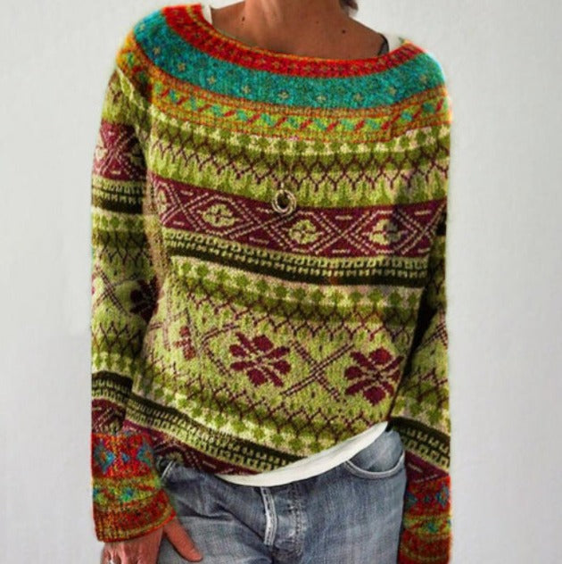 Freya | Women's Fair Isle Yoke Crew Neck Jumper