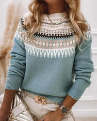 Hazel | Women's Fair Isle Round Neck Long Sleeve Jumper