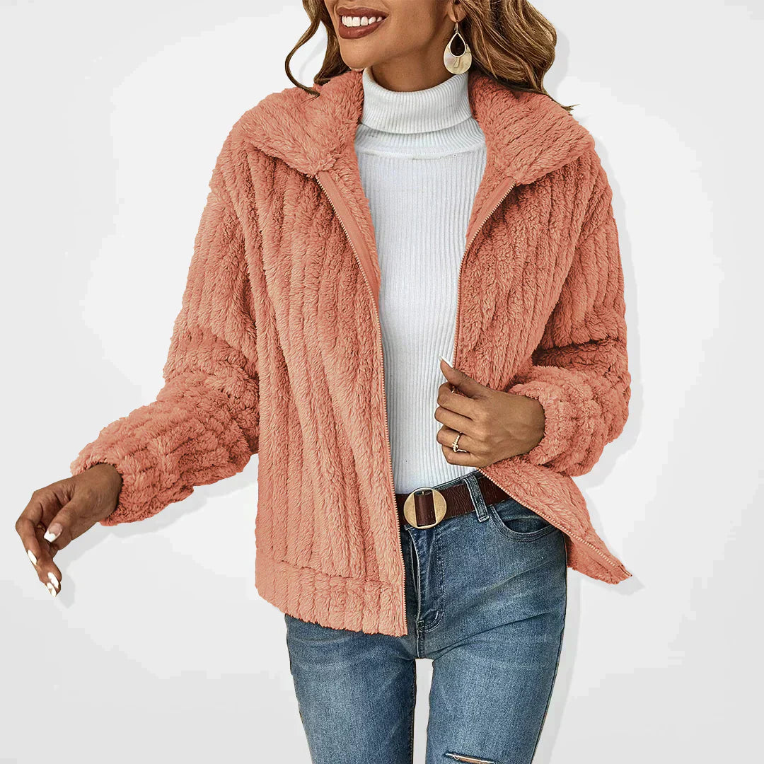 Ottilie | Women's Notch Lapel Zip Front Belted Jacket