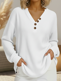 Bridget | Women's V-Neck Waffle Knit Jumper