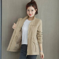 Felicity | Women's Stand Collar Zip-Up Drawstring Waist Jacket