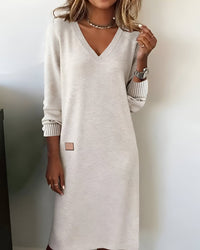 Freya | Women's Autumn V-Neck Long Sleeve Midi Dress