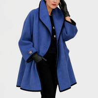Genevieve | Women's Oversized Contrast-Trim Swing Coat