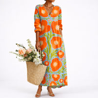 Lena | Women's Autumn Floral Long Sleeve Maxi Dress