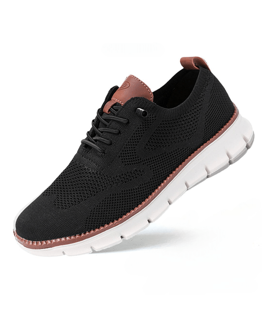Elias black knit lace-up trainers, side view