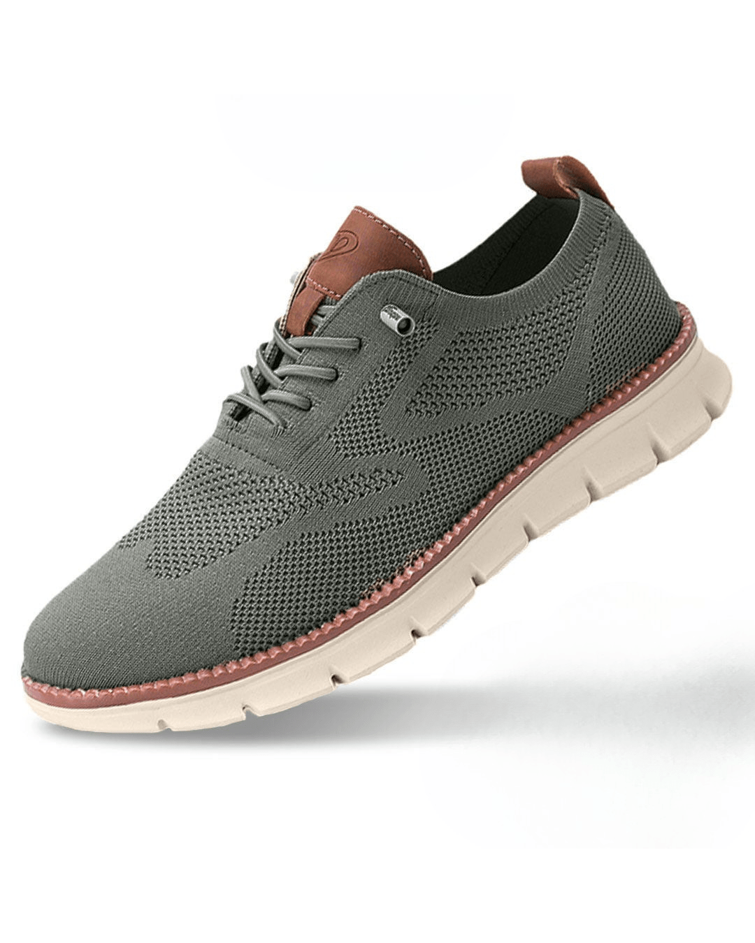 Elias olive knit lace-up trainers, side view