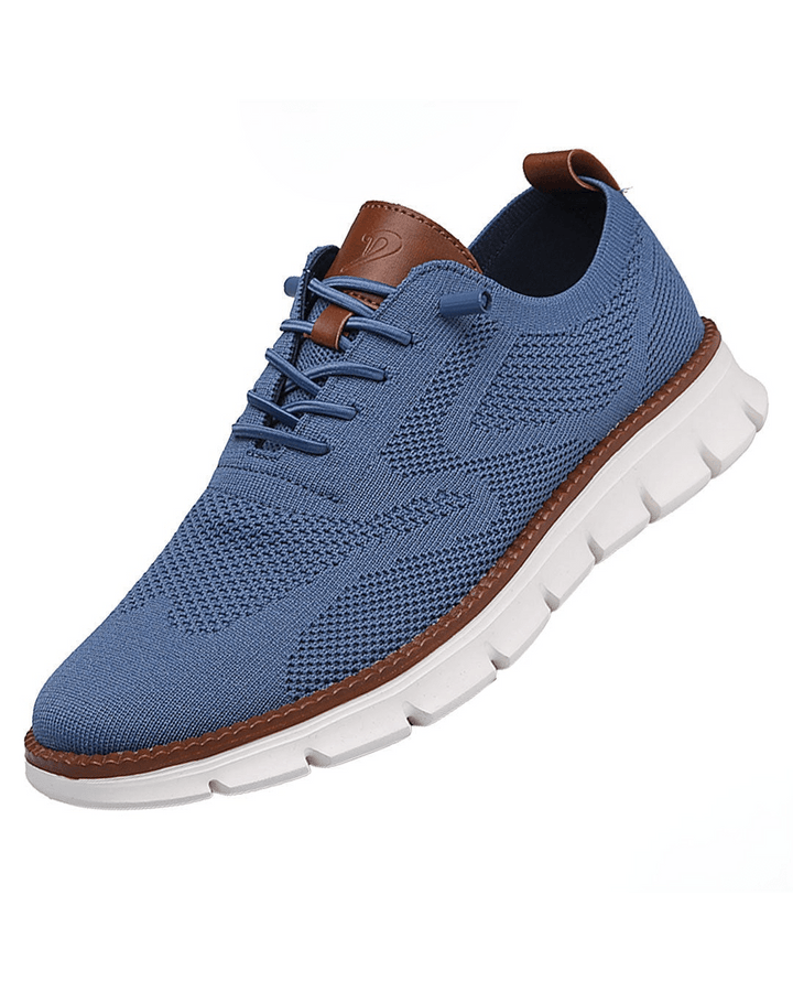 Elias olive knit lace-up trainers, side view