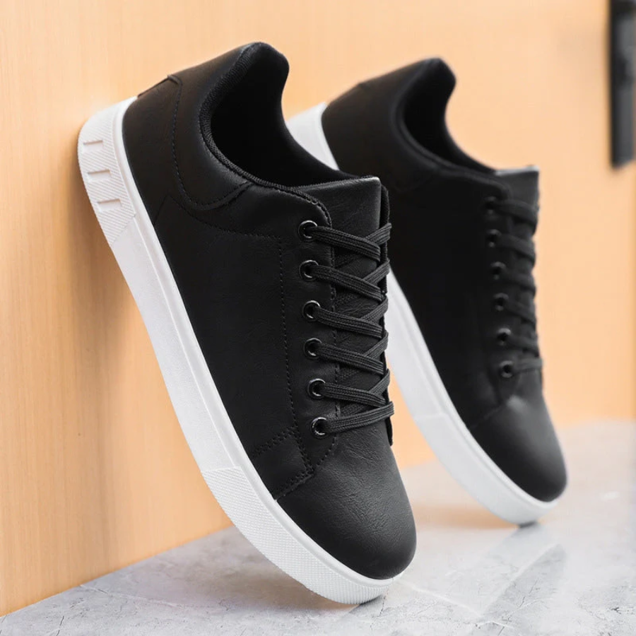 Theodore brown leather lace-up sneakers, pair stacked view