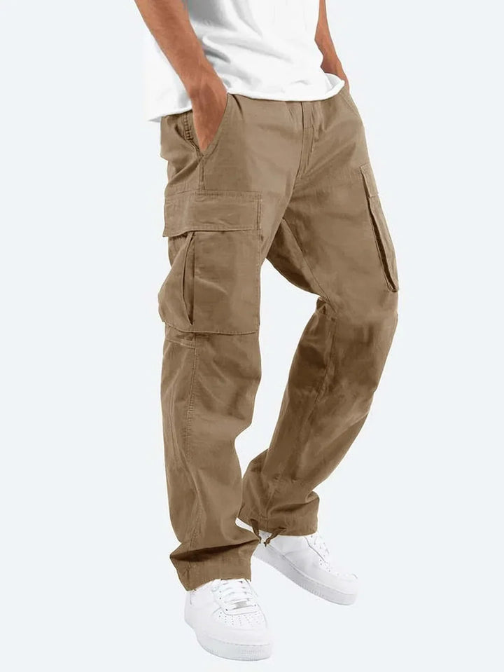 Marcus relaxed fit cargo trousers in brown, side view