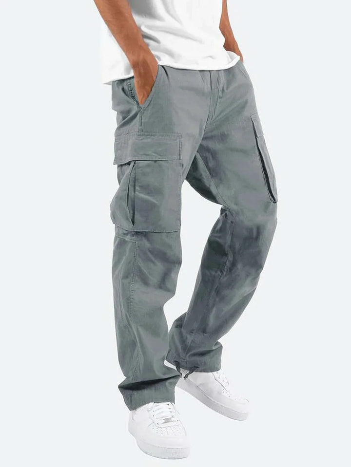 Marcus relaxed fit cargo trousers in grey, side view