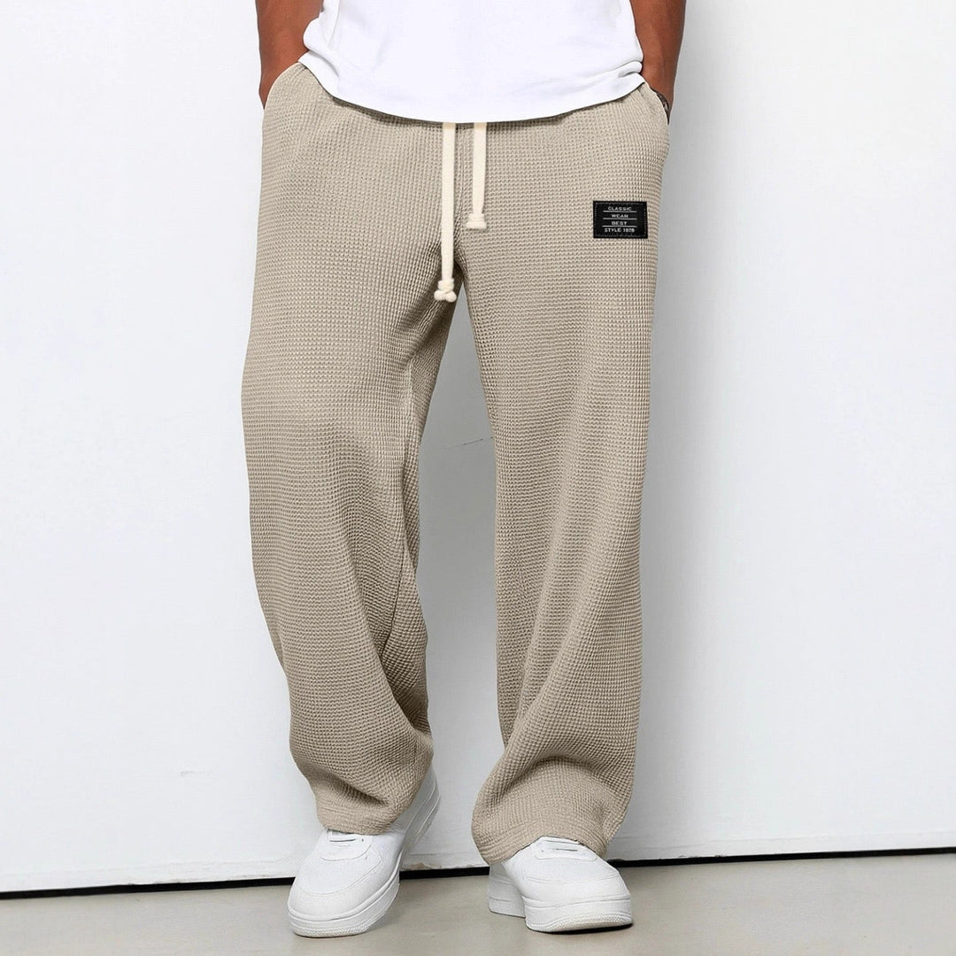 Huxley relaxed straight leg joggers in grey, front view