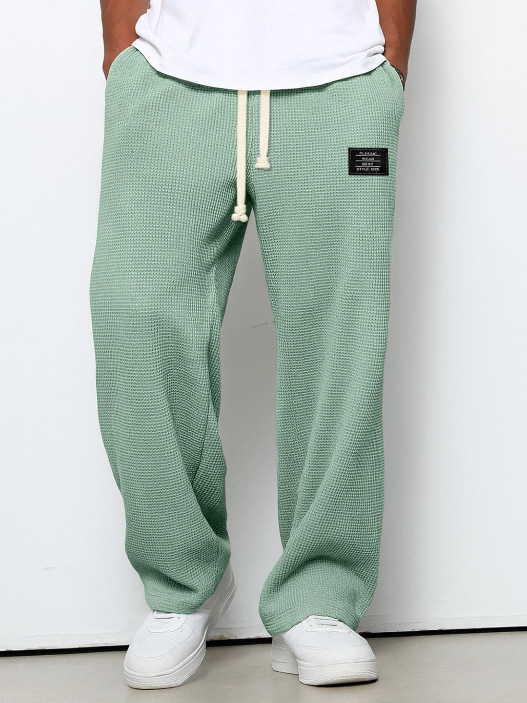 Huxley relaxed straight leg joggers in grey, front view