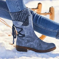 Perpetua | Women's Laced Knit Cuff Mid-Calf Boots