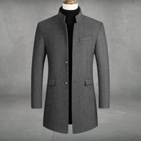 Sebastian | Men's Slim-Fit Standing Collar Long Overcoat