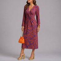 Sophie | Women's Autumn Twist V-Neck Long Sleeve Midi Dress
