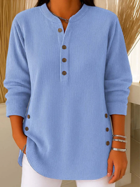 Sylvie | Women's Button Long Sleeve Ribbed Top