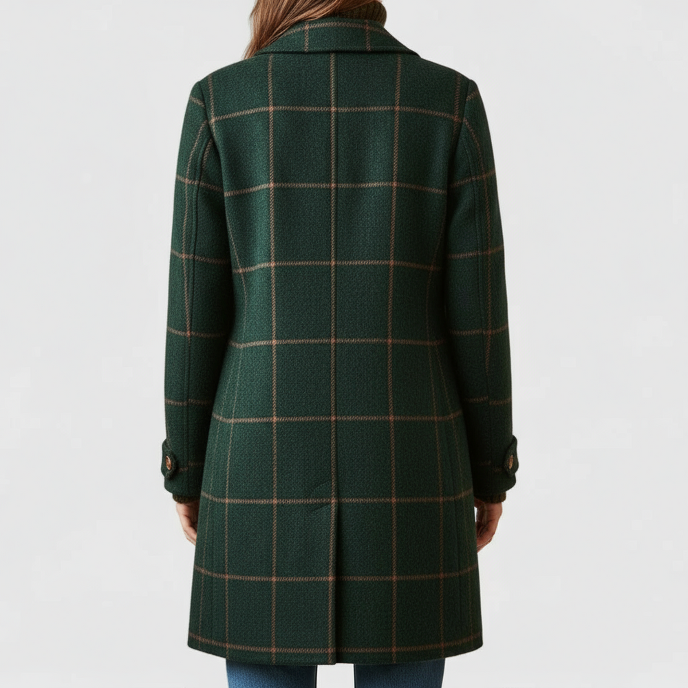 Florence checked tailored longline coat, back view