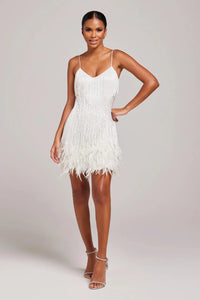 Women's Fringe Feather Hem Mini Dress | Araminta