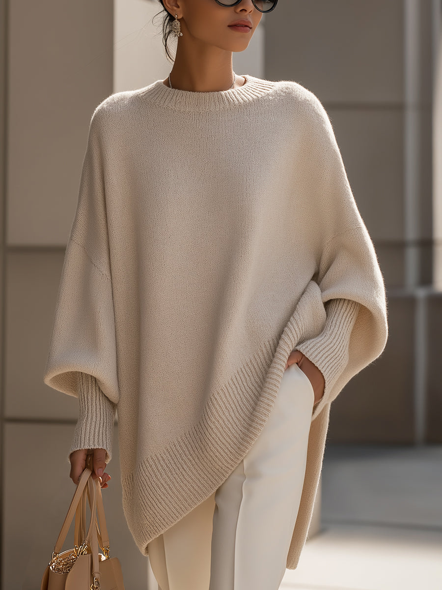 Imogen oversized ribbed crew neck jumper, front view