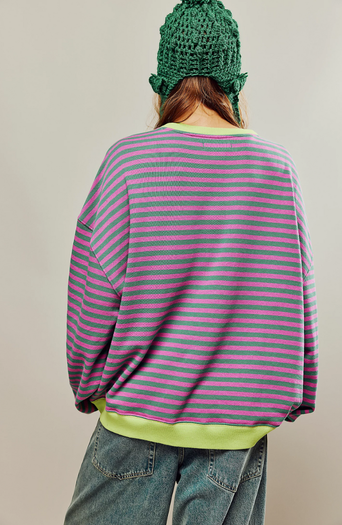 Wilhelmina oversized striped sweatshirt, back view