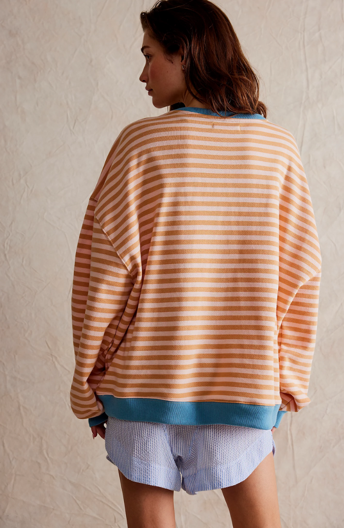 Wilhelmina blue striped oversized sweatshirt, back view