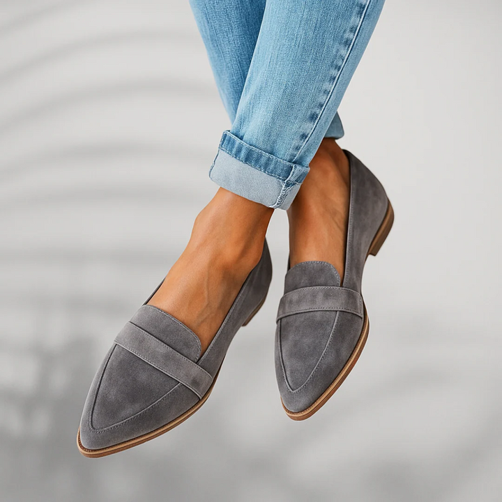 Rosalind loafers in leopard print, back view showing heel